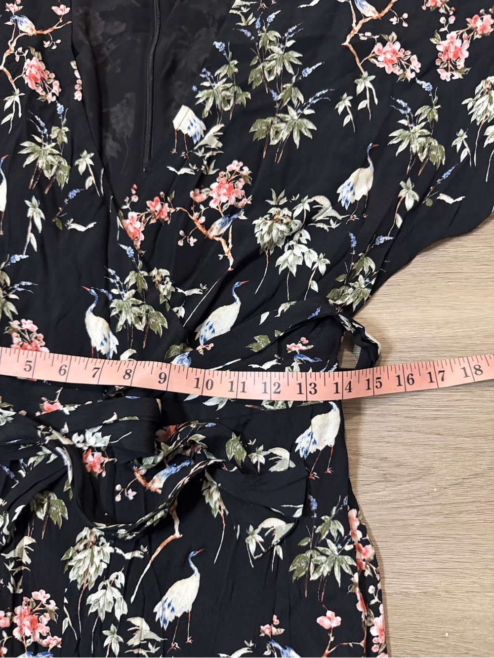 Banana Republic Black Floral & Bird Wide-Leg Jumpsuit with Tie Waist - Picture 7 of 9